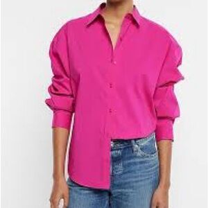 💖 Express Boyfriend Portofino Shirt – Hot Pink – Large – NWT